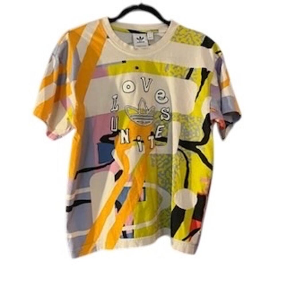 Adidas Originals Love Unites AOP All Over Print T Shirt Multi Color Sz SM